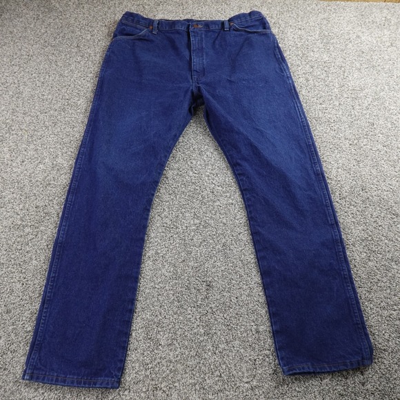 VTG Wrangler Jeans Mens 42X34 Dark Blue Denim Western Cowboy Cut Rodeo 13MWZ 90s - Picture 3 of 11